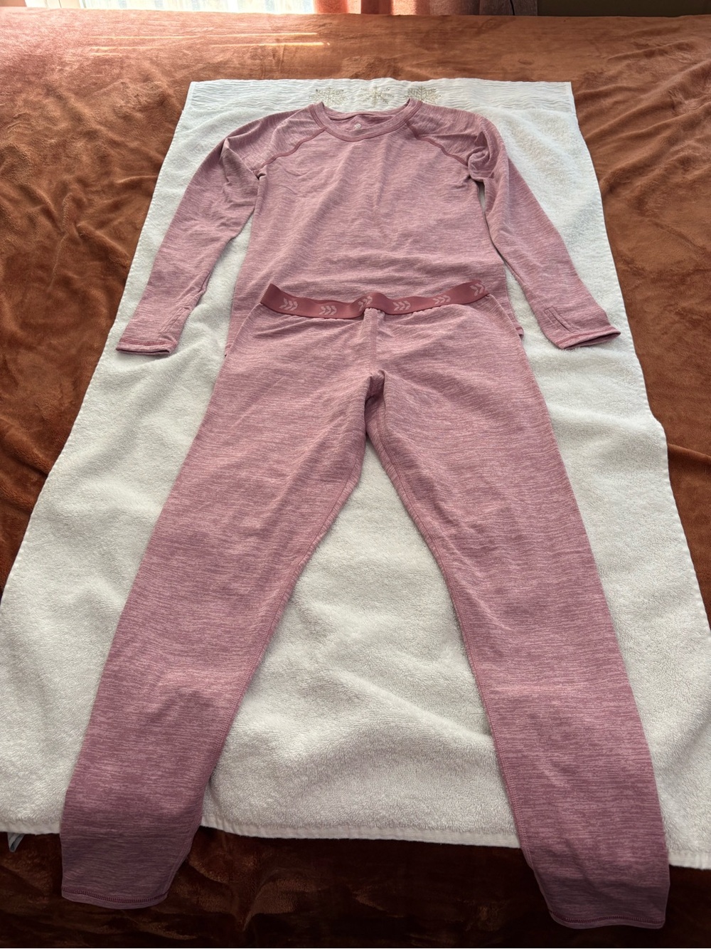 all in motion Mauve Pink Long Sleeve Thermal Pajama Set for Kids